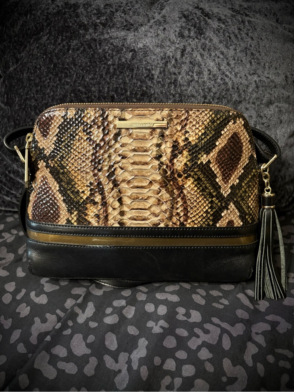 Brahmin Mini Sydney Snakeskin Croc Embossed Bag